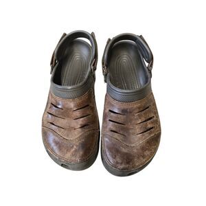 Crocs Bogata Brown Vegan Leather Clogs - Size 9
